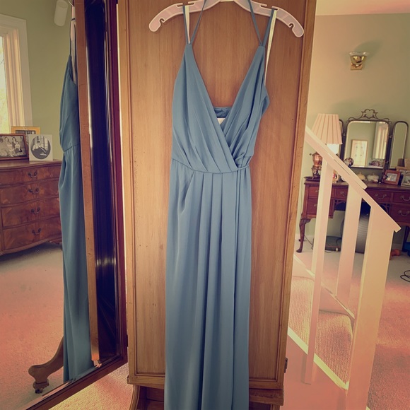 double strap georgette wrap dress